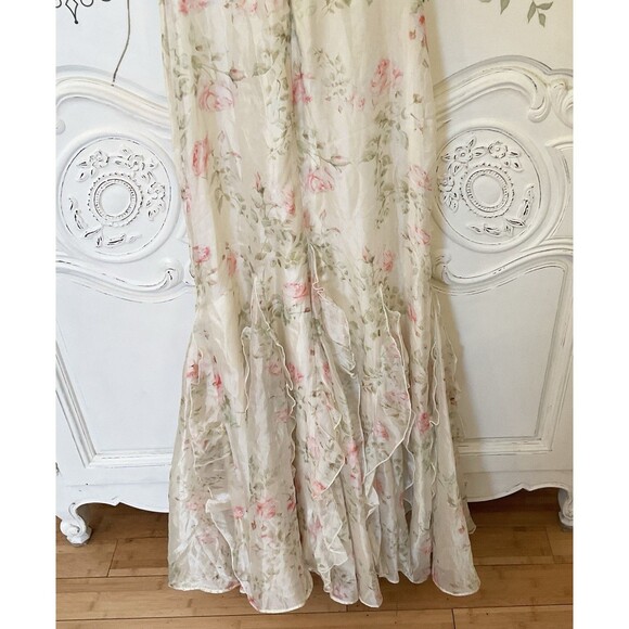 Lulus Deluca Dress Women's XS Cream Floral Maxi Ruffled Sleeveless NWOT - Picture 10 of 14